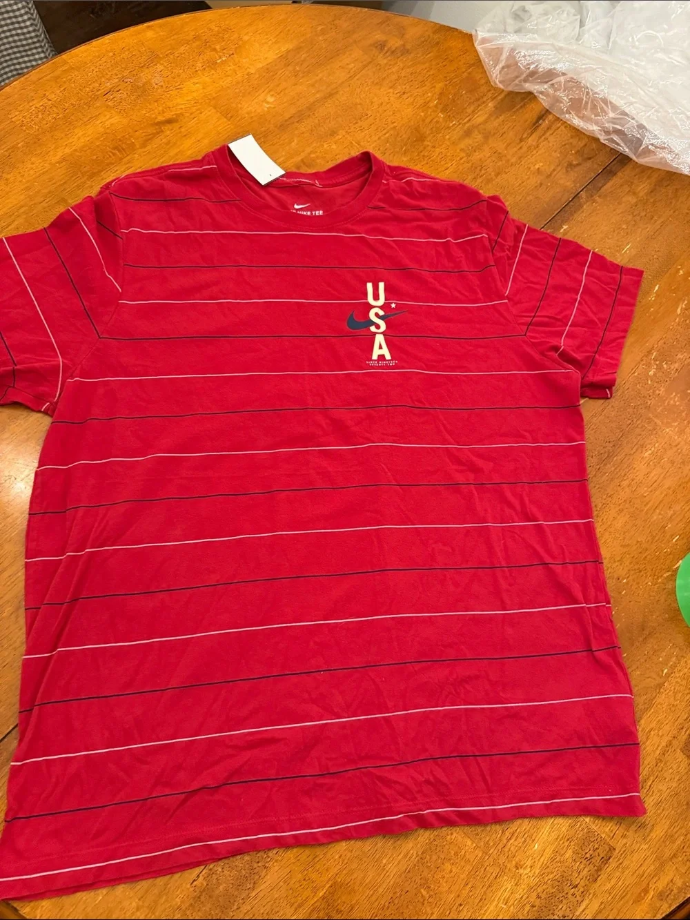 Nike Red Short-Sleeve USA Stripe Crew T-Shirt xxl